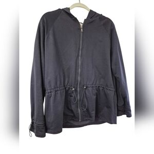 Dana Buchman Women's Black Nylon, Cotton And Spandex Hooded Jacket Size XL